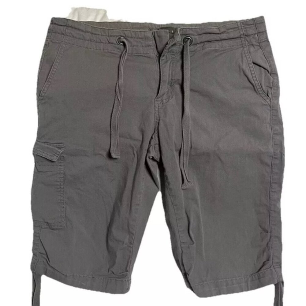 Prana Shorts Womens Size 8 Grey Canvas Outdoor Zip-Up Drawstring Active Casual